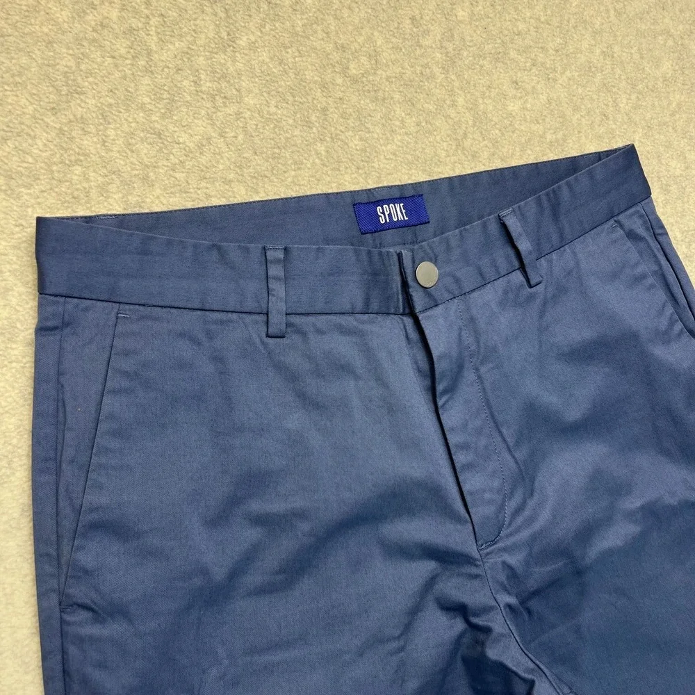 Spoke Mens Chino Pants Navy Blue Flat Front Sharps Build C‎ Trouser Pockets 32